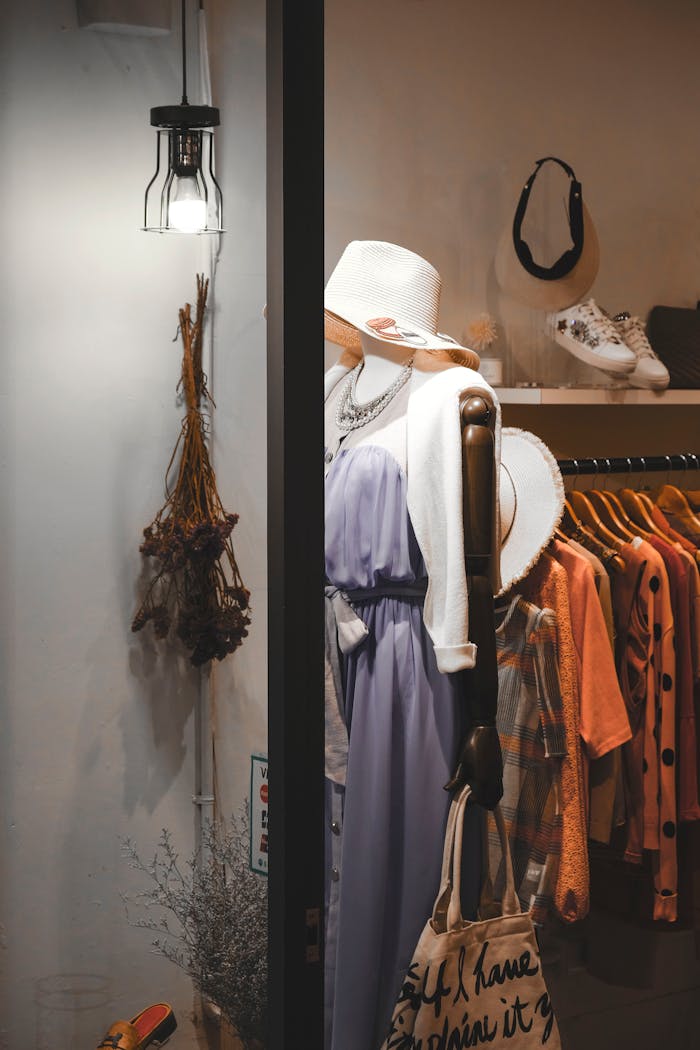 Stylish mannequin showcasing elegant apparel at a fashion boutique in Taipei.